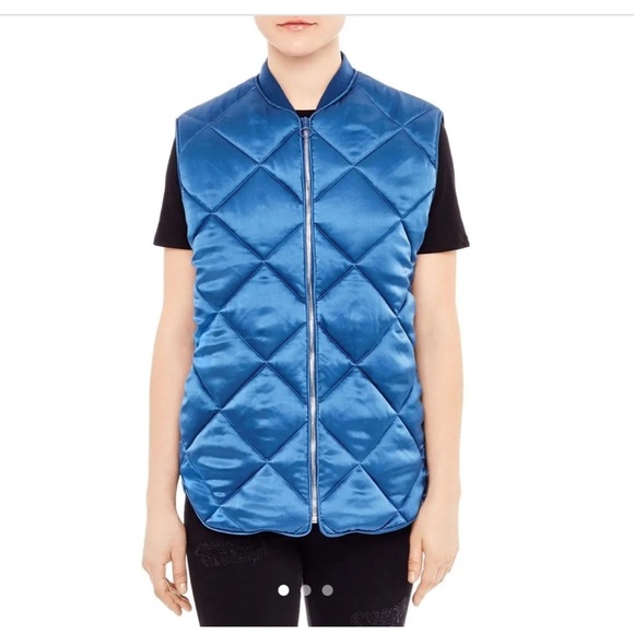 Sandro Blue Oversized Quilted Puffy Vest - Picture 1 of 16
